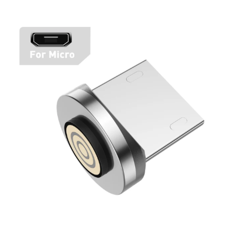Магнітний кабель USLION 2 в 1 (Швидка зарядка 5A) Micro - USB / 540 градусів / Круглий / 100 см / Синій