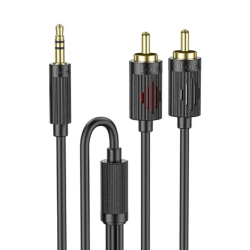 Кабель Hoco UPA28 перехідник AUX (роздвоювач) Jack 3.5 на 2 RCA / 1.5 метра / Чорний