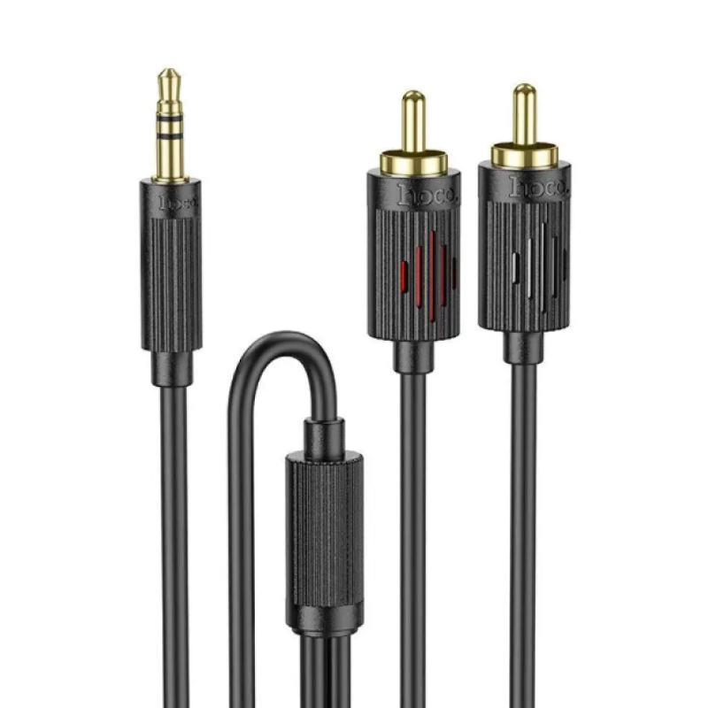 Кабель Hoco UPA28 перехідник AUX (роздвоювач) Jack 3.5 на 2 RCA / 1.5 метра / Чорний