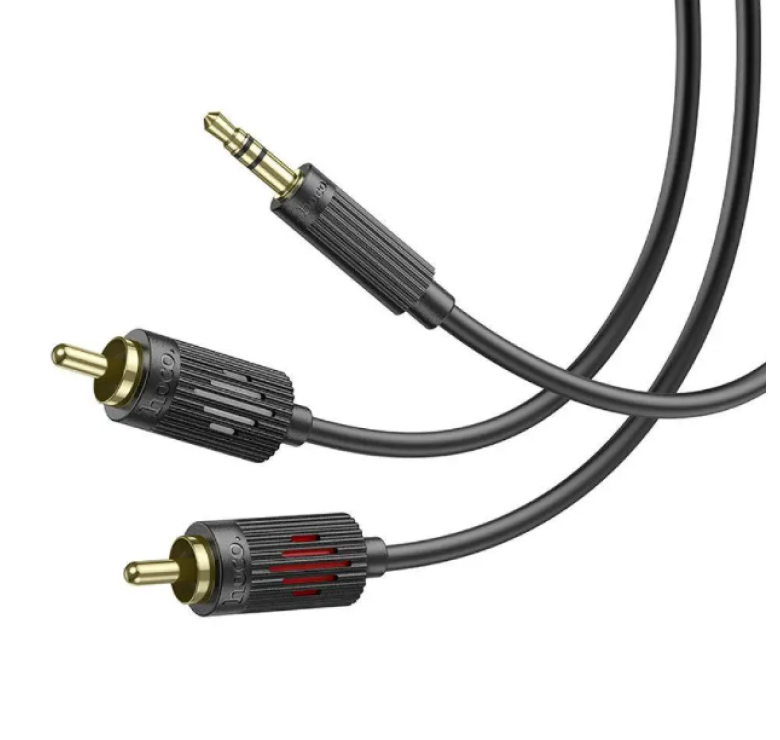 Кабель Hoco UPA28 перехідник AUX (роздвоювач) Jack 3.5 на 2 RCA / 1.5 метра / Чорний