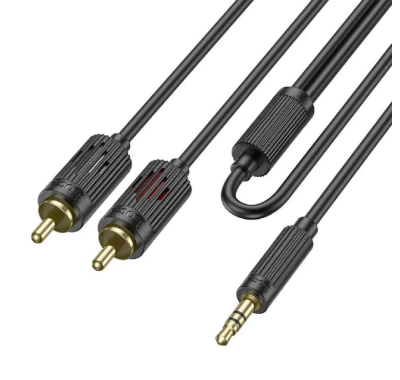Кабель Hoco UPA28 перехідник AUX (роздвоювач) Jack 3.5 на 2 RCA / 1.5 метра / Чорний