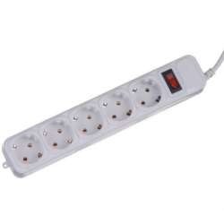 Подовжувач / Мережевий фільтр Greelite на 5 розеток / 5 метрів кабель/ Білий