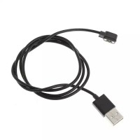Магнітний USB кабель для смарт-годинників на 2 конектора (2.5 мм) 60 см. Чорний