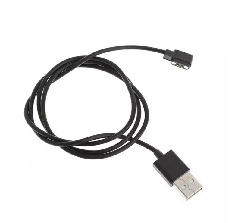 Магнітний USB кабель для смарт-годинників на 2 конектора (2.5 мм) 60 см. Чорний