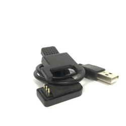 Адаптер USB кабель для смарт-часов на 3 контакты (3 мм) 30 см./ Зажим для зарядного устройства / Черный