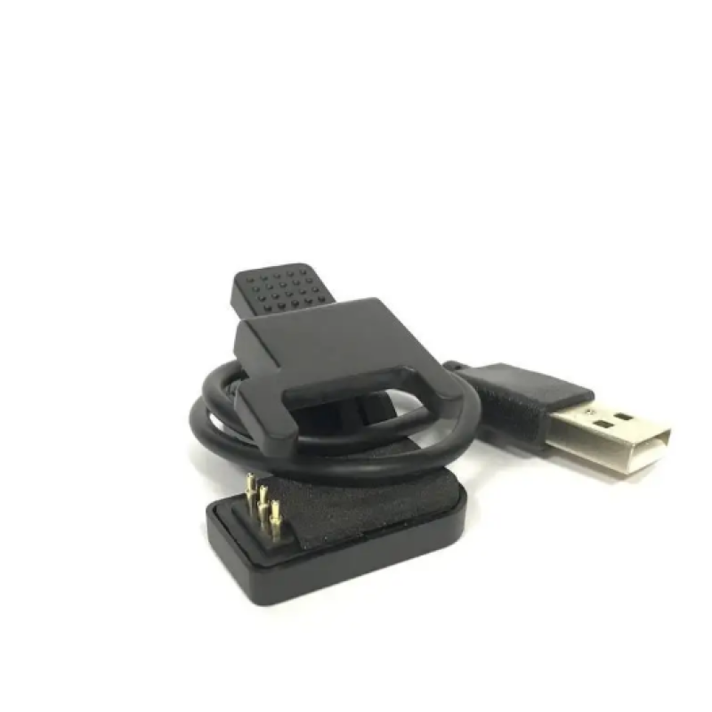 Адаптер USB кабель для смарт-часов на 3 контакты (3 мм) 30 см./ Зажим для зарядного устройства / Черный