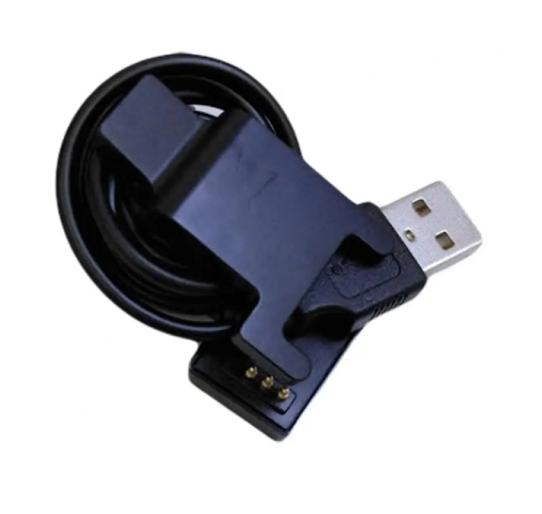 Адаптер USB кабель для смарт-годин на 3 контакти (3 мм) 30 см./ Зажим для зарядного пристрою / Чорний