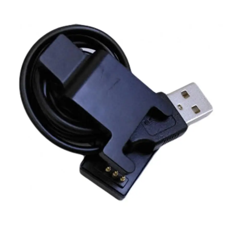 Адаптер USB кабель для смарт-часов на 3 контакты (3 мм) 30 см./ Зажим для зарядного устройства / Черный