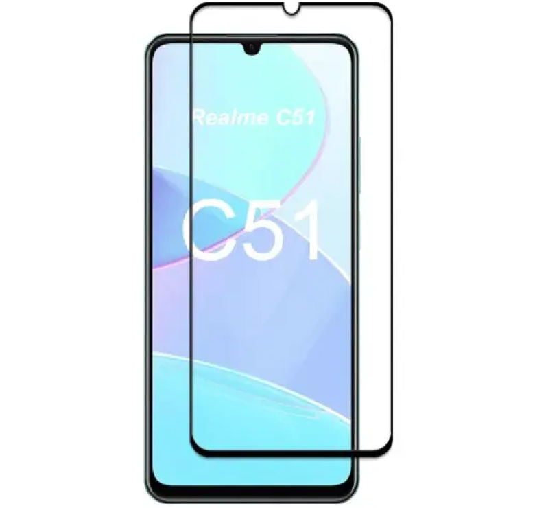 Загартоване захисне скло на Realme C51 з Чорною рамкою