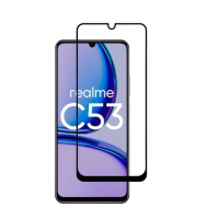 Загартоване захисне скло на Realme C53 з Чорною рамкою