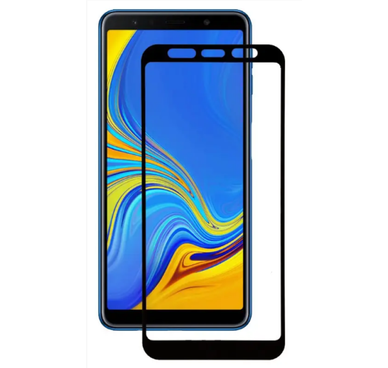 Загартоване захисне скло на Samsung A750 Galaxy A7 (2018) Чорна рамка