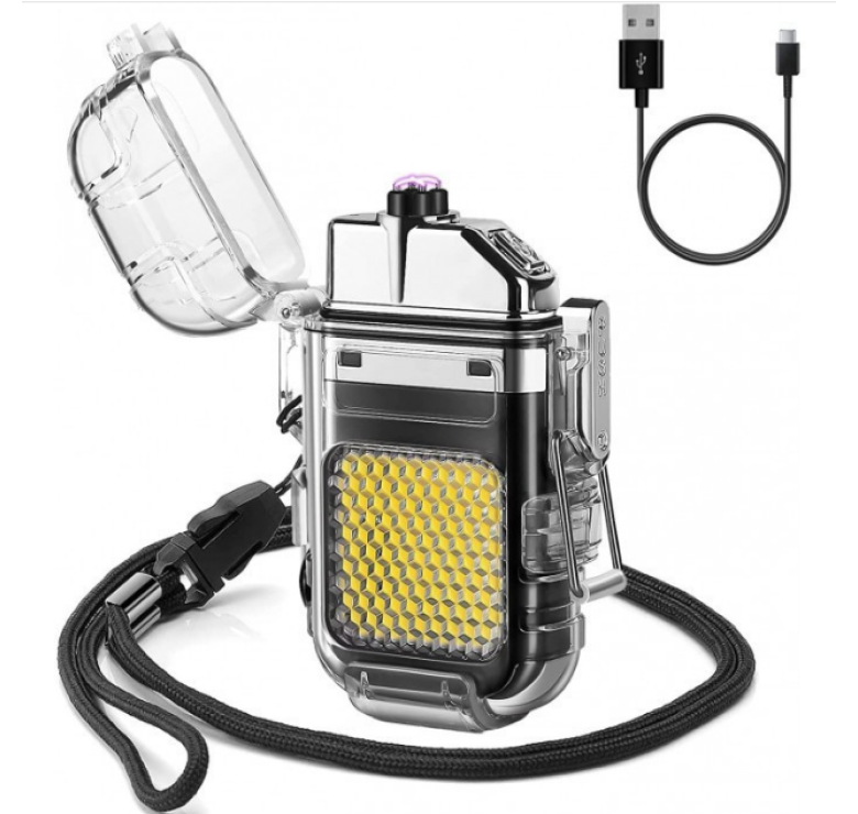 Електроімпульсна запальничка ARC Lighter 209 дугова / USB запальничка з ліхтариком / Чорна