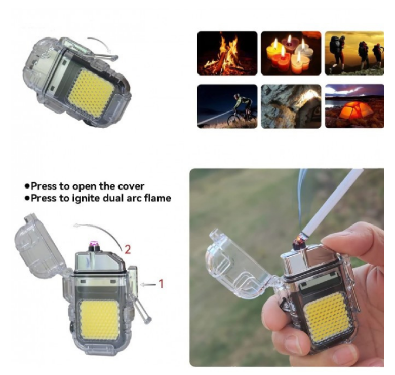 Електроімпульсна запальничка ARC Lighter 209 дугова / USB запальничка з ліхтариком / Чорна