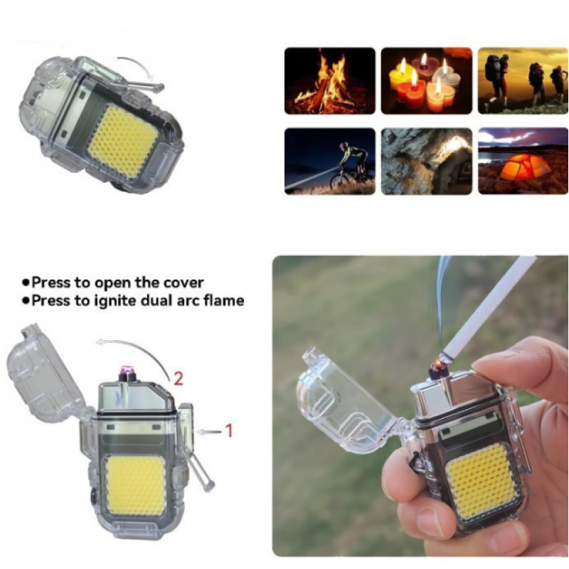 Електроімпульсна запальничка ARC Lighter 209 дугова / USB запальничка з ліхтариком / Чорна