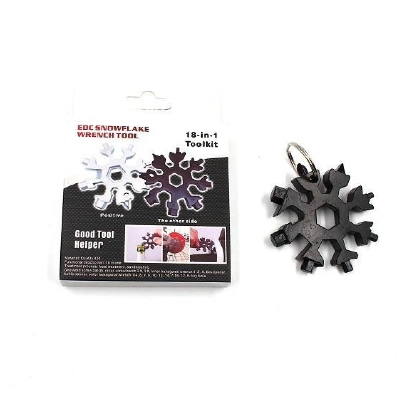 Мультитул-сніжинка 18 в 1 — багатофункціональний інструмент (викрутка, шестигранник, гайковий ключ) / Чорний