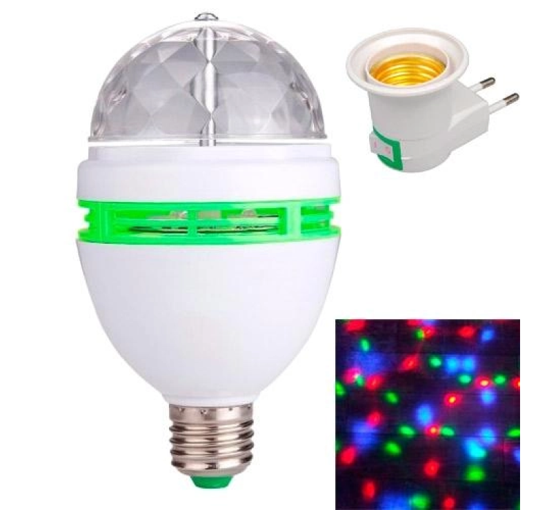 Світлодіодна лампа, що обертається Full color rotating lamp / Диско лампа/ Білий