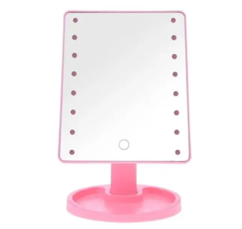 Дзеркало з підсвічуванням Led Mirror / Дзеркало для макіяжу з USB / Розове