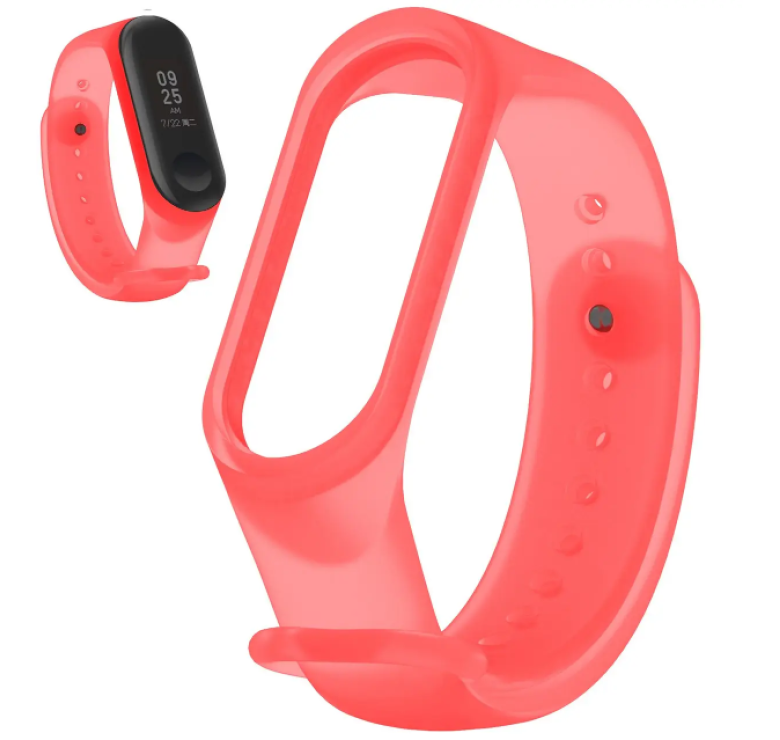 Ремінець на розумний браслет Xiaomi Mi Band 5/6 / Червоний (прозорий)