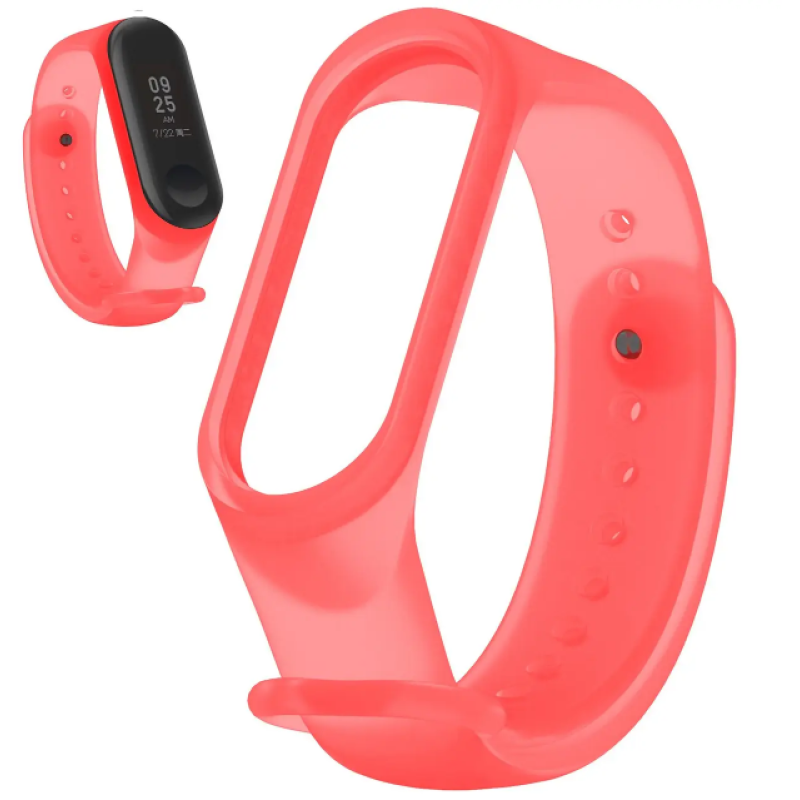 Ремінець на розумний браслет Xiaomi Mi Band 5/6 / Червоний (прозорий)