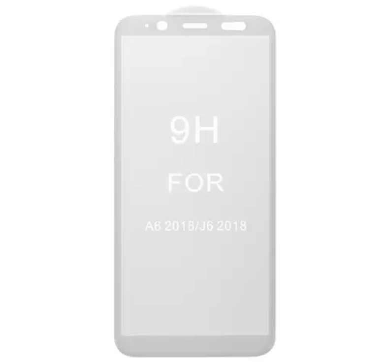 Загартоване захисне скло на смартфон Samsung Galaxy A6 2018 / Біла рамка