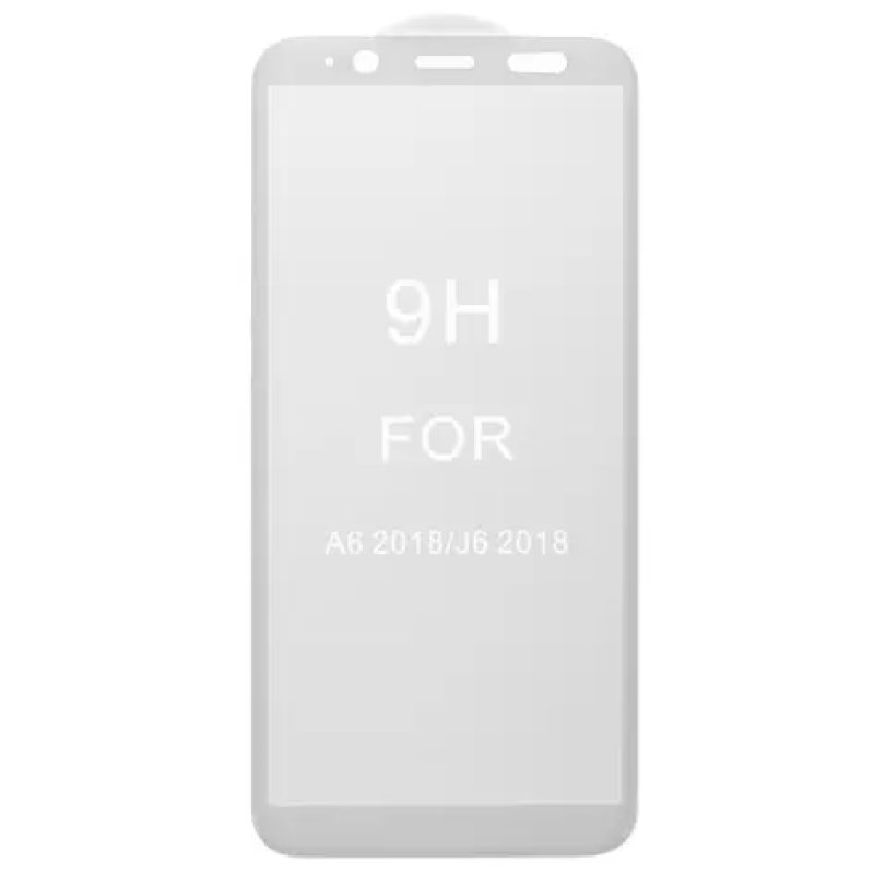 Загартоване захисне скло на смартфон Samsung Galaxy A6 2018 / Біла рамка