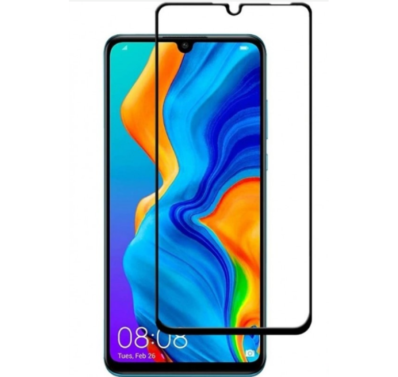 Загартоване захисне скло на Huawei Nova 4е / Чорна рамка