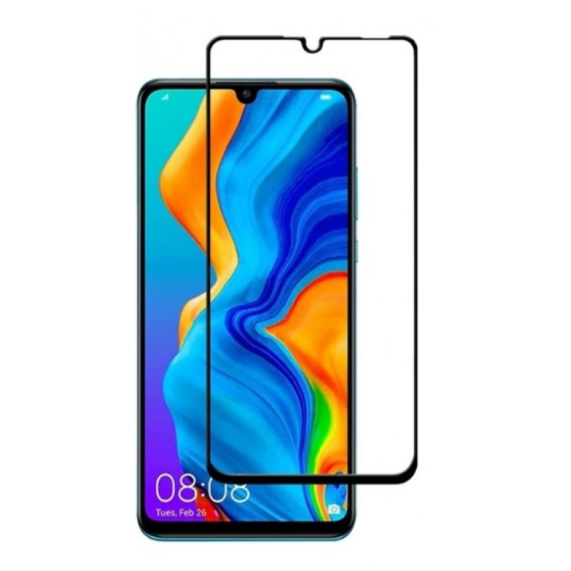 Захисне скло для Huawei P30 Lite з чорною рамкою (Full Screen)