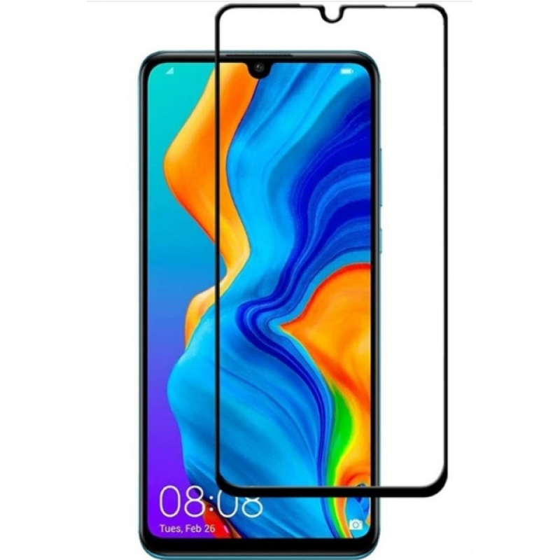 Захисне скло для Huawei P30 Lite з чорною рамкою (Full Screen)