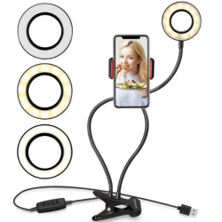 Держатель для телефона Professional Live Stream Pro с подсветкой LED / Черний