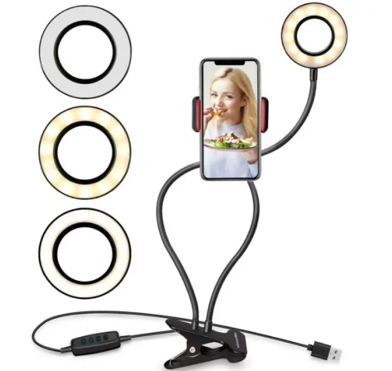 Тримач для телефону Professional Live Stream Pro з підсвіткою LED / Чорний