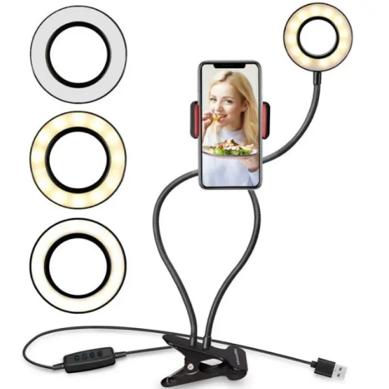 Тримач для телефону Professional Live Stream Pro з підсвіткою LED / Чорний