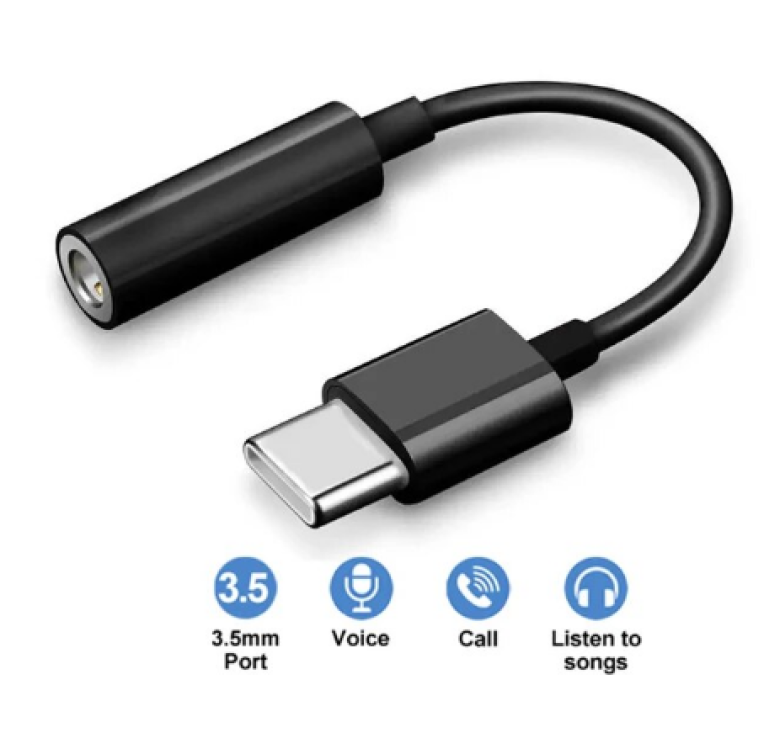 Перехідник для смартфонів Samsung з Type-C на аудіо 3.5 mm / Чорний