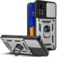 Накладка ударостійка з тримачем і захистом камери для Xiaomi Redmi Note 11S  4G / Серебристий
