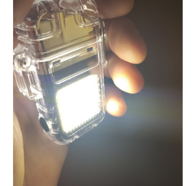 Електроімпульсна запальничка Flashlight 9258 / USB запальничка з ліхтариком / Чорна