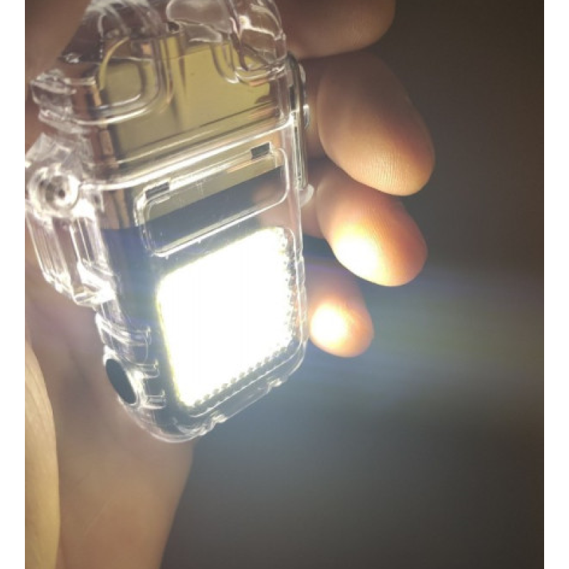 Електроімпульсна запальничка Flashlight 9258 / USB запальничка з ліхтариком / Чорна