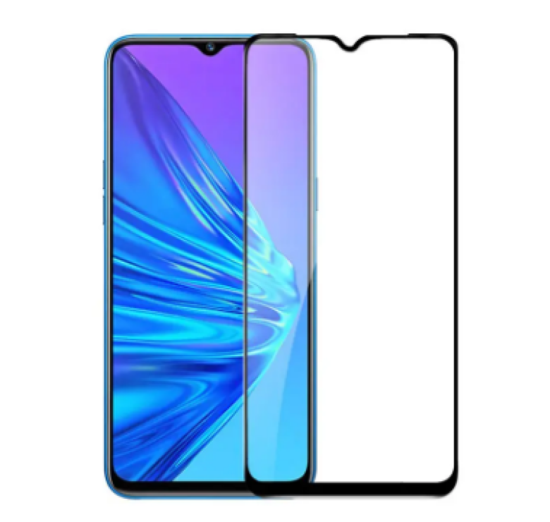 Загартоване захисне скло на смартфон Realme 5 / Чорна рамка