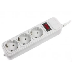 Подовжувач / Мережевий фільтр Greelite на 3 розетки / 5 метрів кабель/ Білий