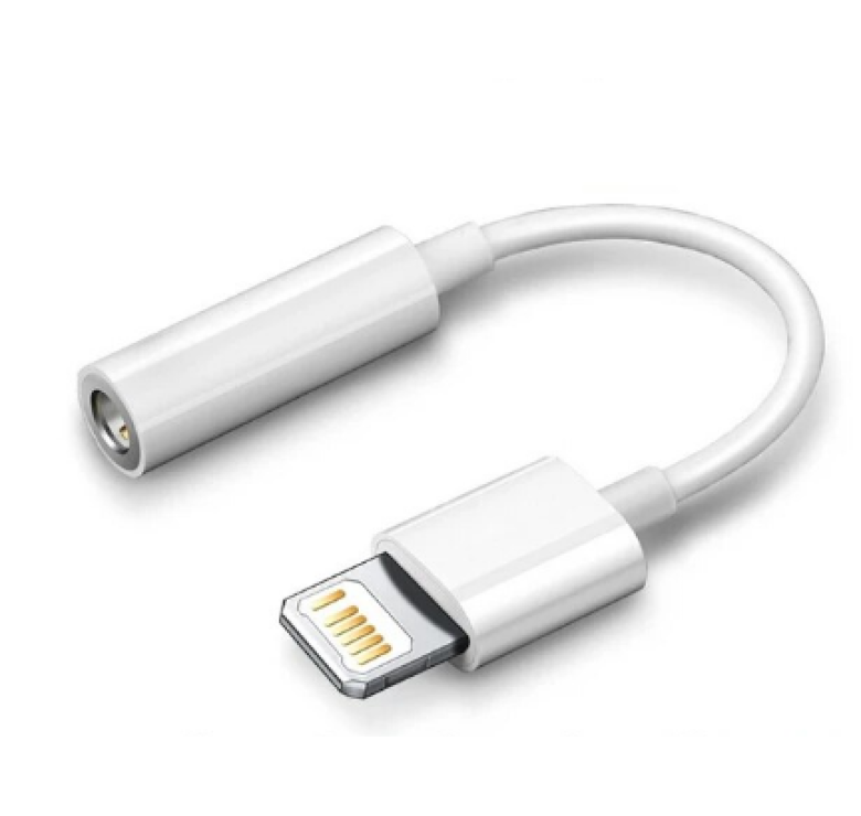 Перехідник з Lightning (Apple iPhone 5 - 14 Pro Max) на аудіо Mini jack 3.5 mm. / Білий