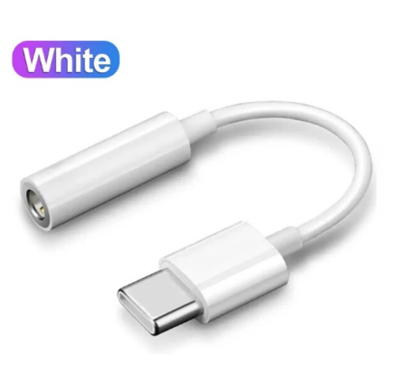 Перехідник для смартфонів Samsung з Type-C на аудіо 3.5 mm / Білий