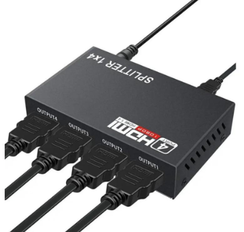 HDMI розгалужувач на 4 порти HDMI SPLITTER 1 in 4 / Чорний