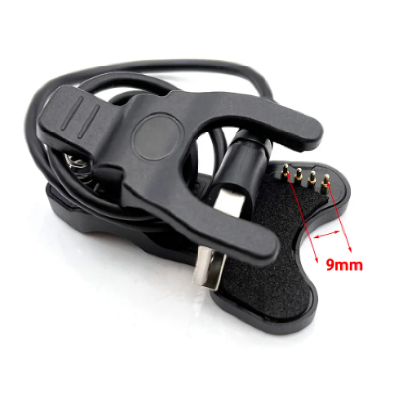 Адаптер USB кабель для смарт-часов на 4 контакты 9 мм. 30 см. / Черный