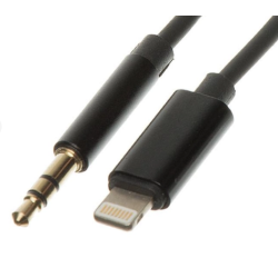 Перехідник кабель з Lightning на AUX аудіо 3.5 mm. / Нейлон / 1 метр /  Чорний