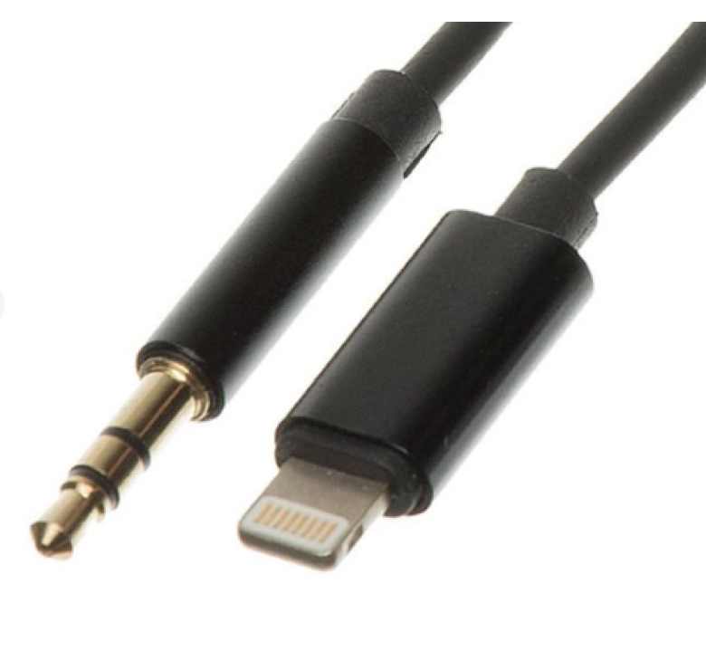 Перехідник кабель з Lightning на AUX аудіо 3.5 mm. / Нейлон / 1 метр / Чорний