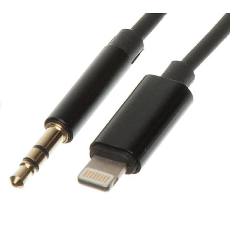 Перехідник кабель з Lightning на AUX аудіо 3.5 mm. / Нейлон / 1 метр / Чорний