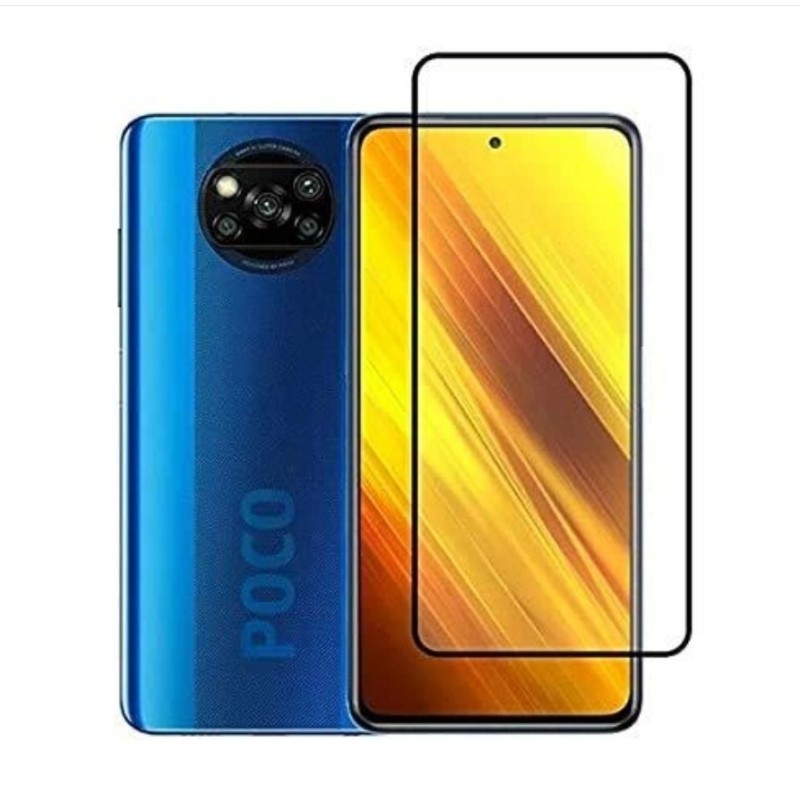 Закаленное защитное стекло (21 D) на смартфон Poco X3 NFC / Черная рамка