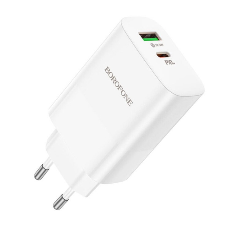 Зарядний блок живлення Borofone BN10 65W / 1USB+1Type-с 3.0 / Білий