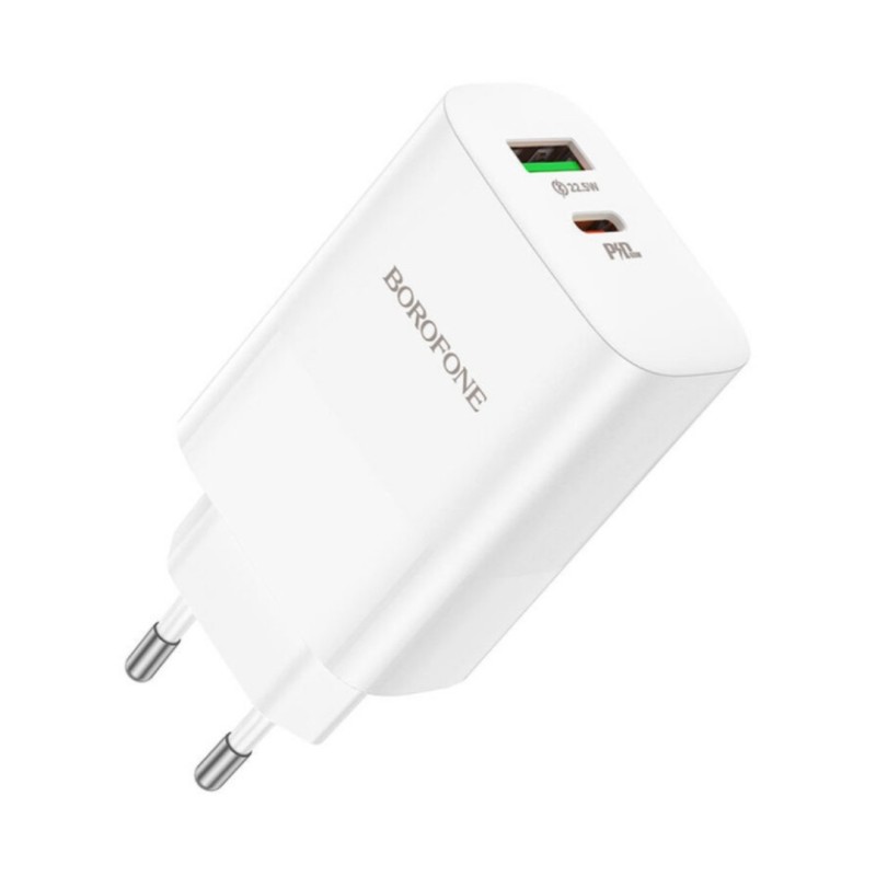 Зарядний блок живлення Borofone BN10 65W / 1USB+1Type-с 3.0 / Білий