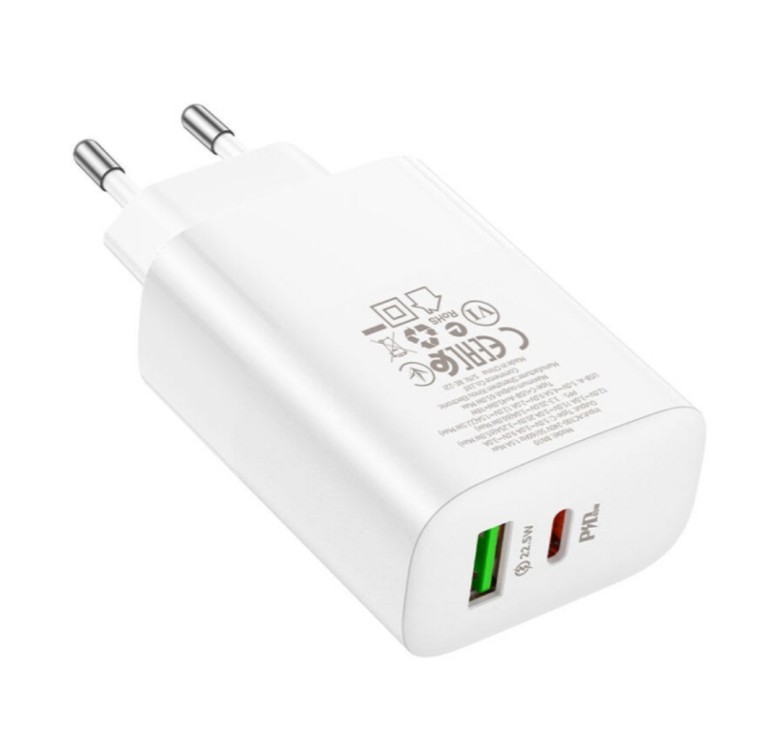 Зарядний блок живлення Borofone BN10 65W / 1USB+1Type-с 3.0 / Білий