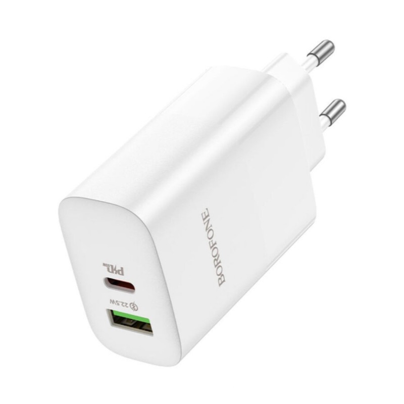 Зарядний блок живлення Borofone BN10 65W / 1USB+1Type-с 3.0 / Білий