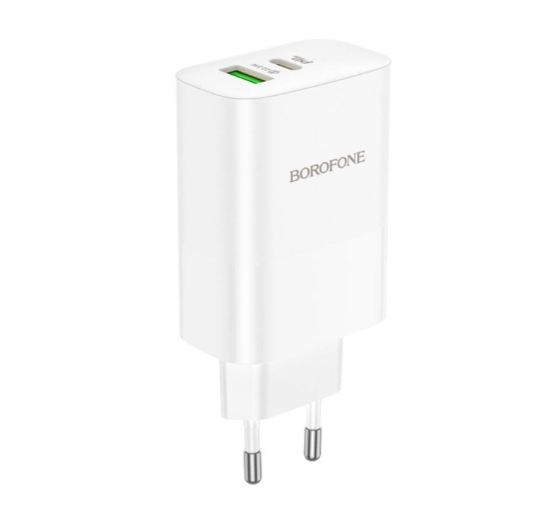 Зарядний блок живлення Borofone BN10 65W / 1USB+1Type-с 3.0 / Білий
